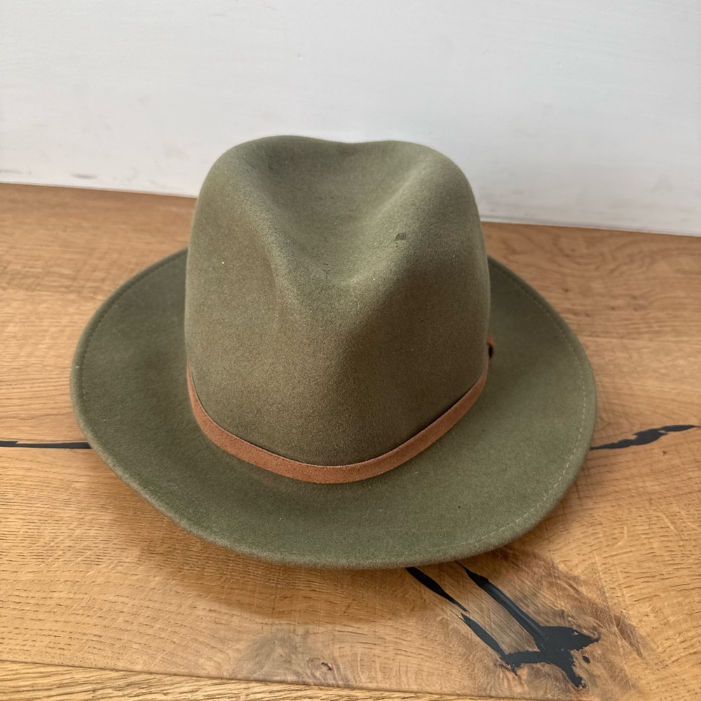 Eddie Bauer Men's Lite Felt Wool Fedora Hat with Tan Leather Band Sz. Med - Picture 2 of 8
